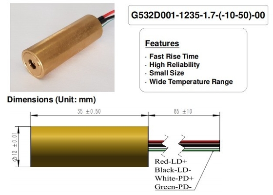 Lunga durata di vita ore MTTF a 25C 5000 Green Laser Module Perfetto per incisione laser